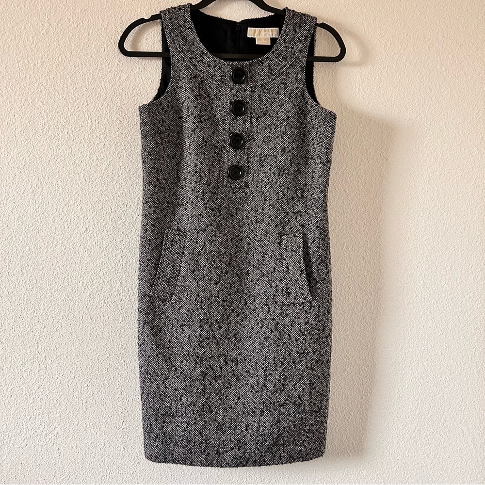 Michael Kors Wool Blend Mod Speckle Black Gray Dress Women Size 4